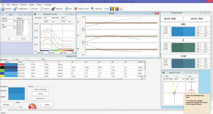 QC fácil - software de controle completo da qualidade para o espectrofotômetro NS800 (0/45 de geometria)